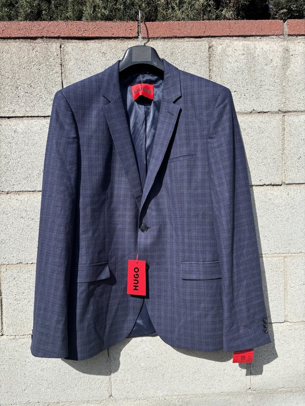 Hugo Boss Arti 214x Performance Extra Slim Blazer Blue Plaid Sz 40